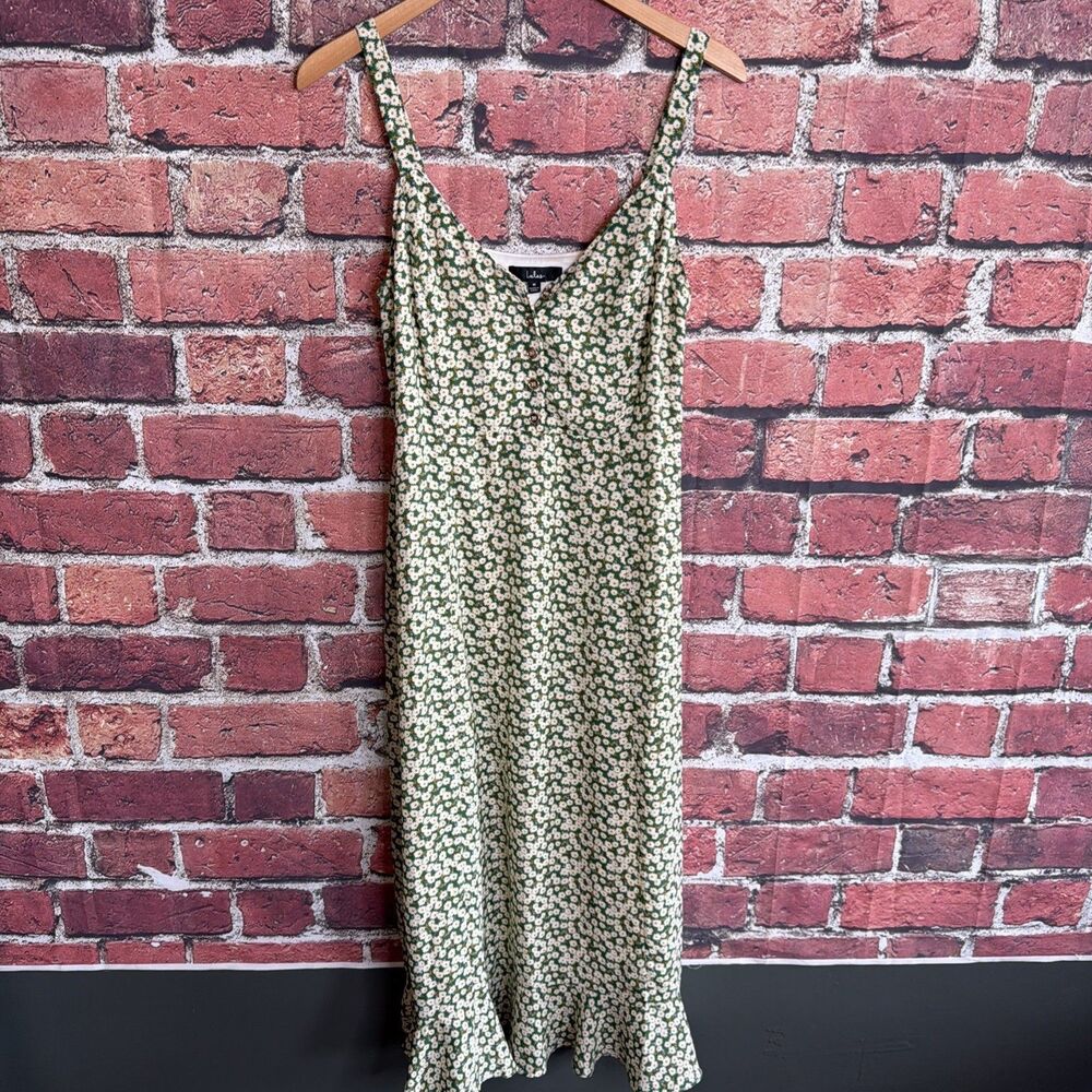 Lulus Women's Dress Size Medium Floral Midi Green